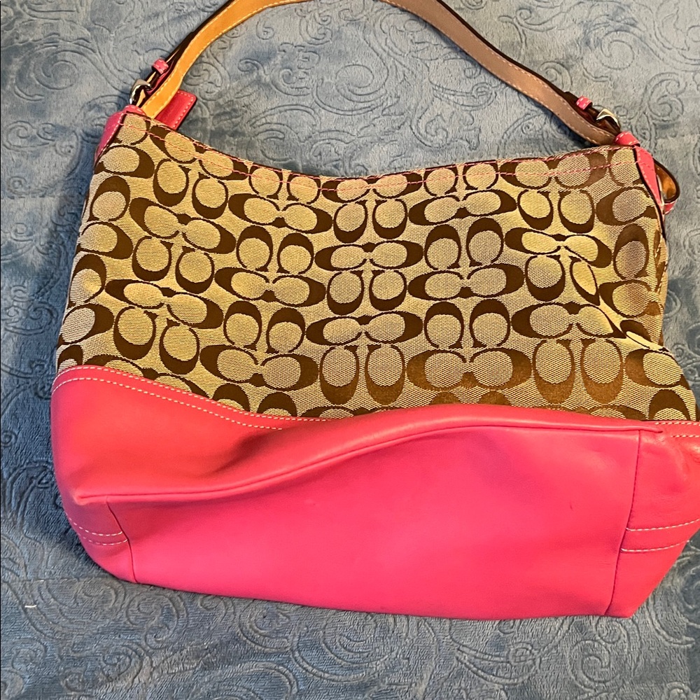 Coach Brown and Pink Hobo Bag - Picture 3 of 7